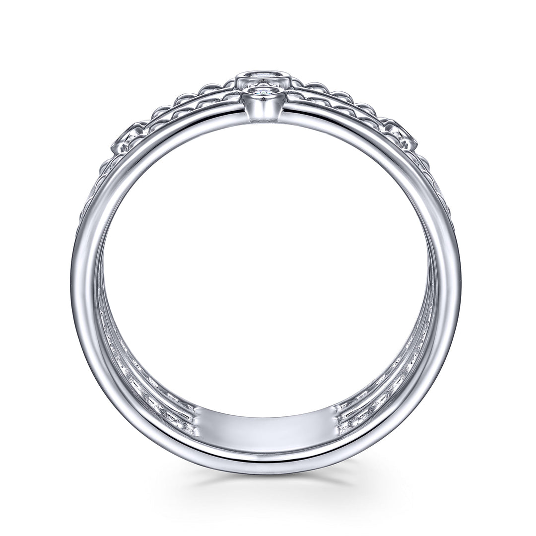 Sterling Silver Gabriel & Co. Multi-Row Stackable Ring With Diamonds