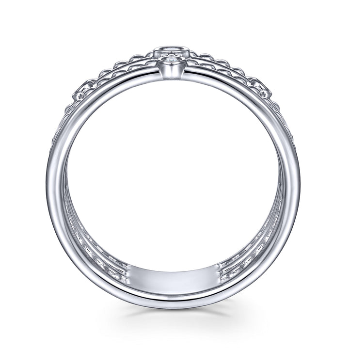 Sterling Silver Gabriel & Co. Multi-Row Stackable Ring With Diamonds