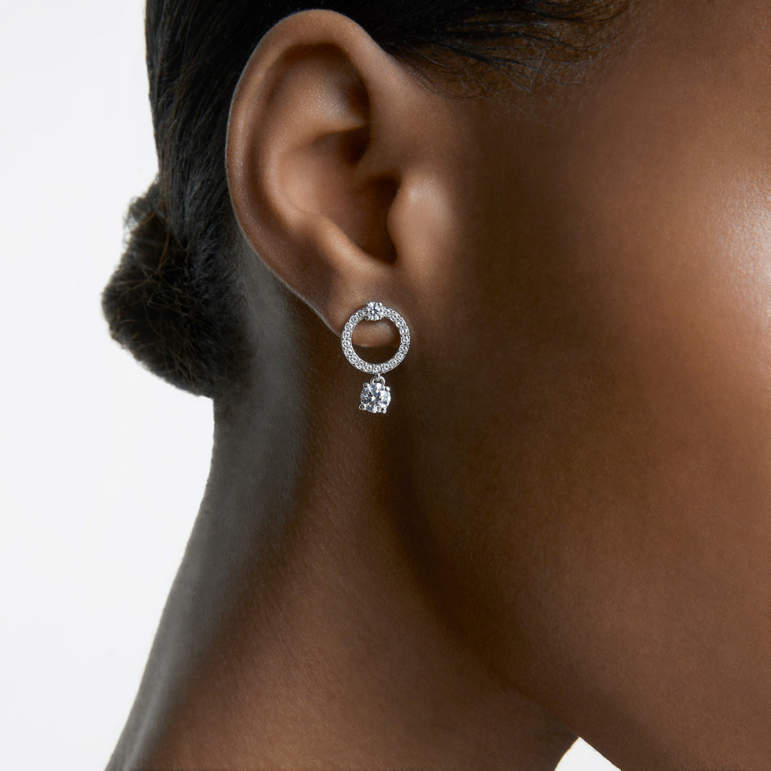 Swarovski Constella Rhodium Plated Circle Stud Earrings With Clear Zirconia's 55563278