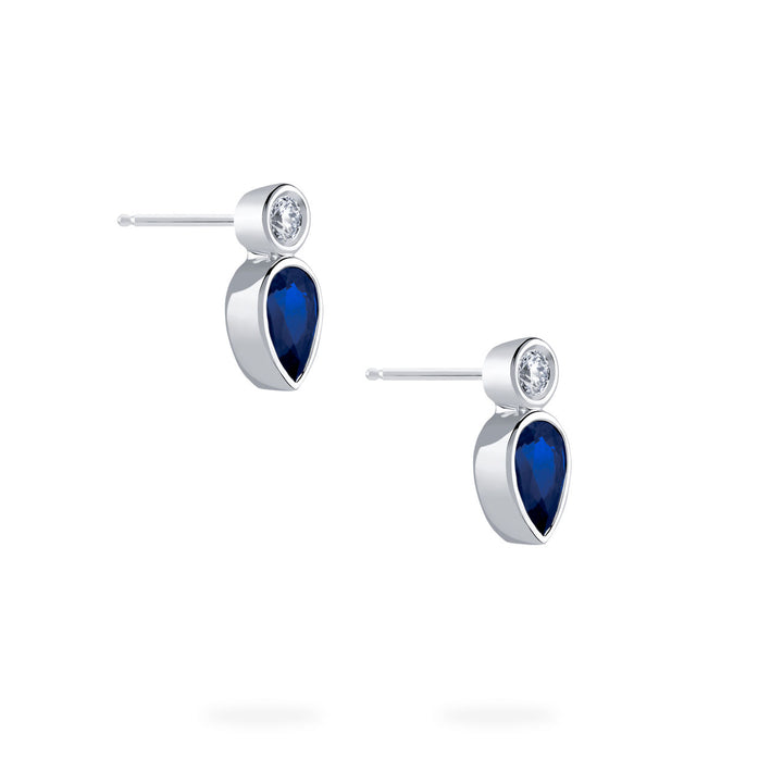 Birks 18K White Gold 0.70 CTW Pear Sapphire And 0.10 TDW Diamond Stud Earrings