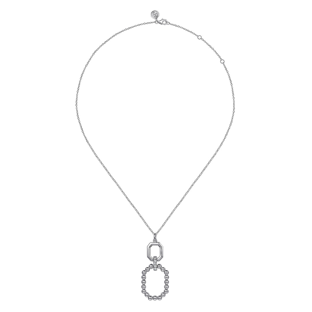 Gabriel & Co. Sterling Silver Octagonal Necklace With White Sapphires
