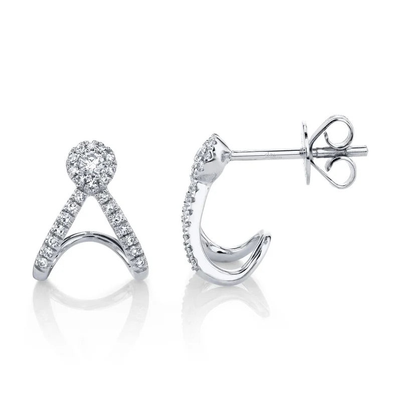 14K White Gold Shy Creation 0.20 CTW Diamond Split V Eden Stud Earrings