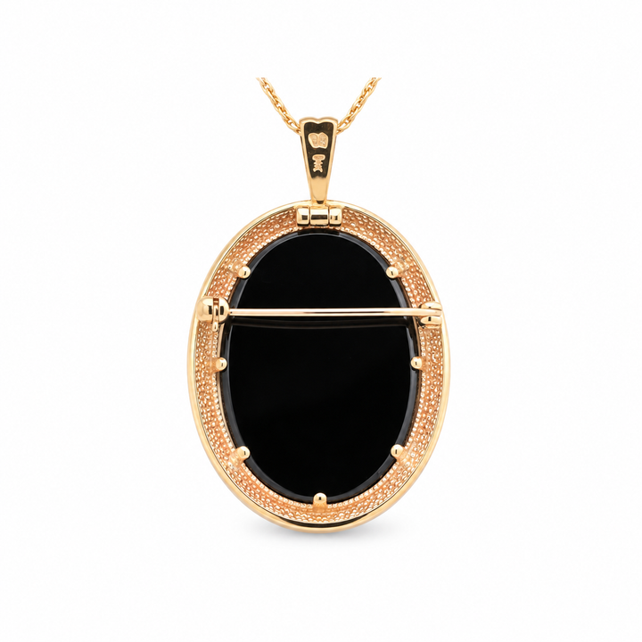 Estate - 14 Karat Yellow And White Gold 0.12 CTW Diamond Cameo Brooch/Pendant