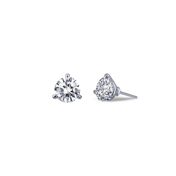 Lafonn Sterling Silver Round Cubic Zirconia 3-Claw Stud Earrings