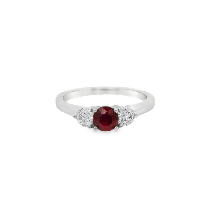 14K White Gold 0.50 CTW Ruby And 0.28 CTW Diamond Ring