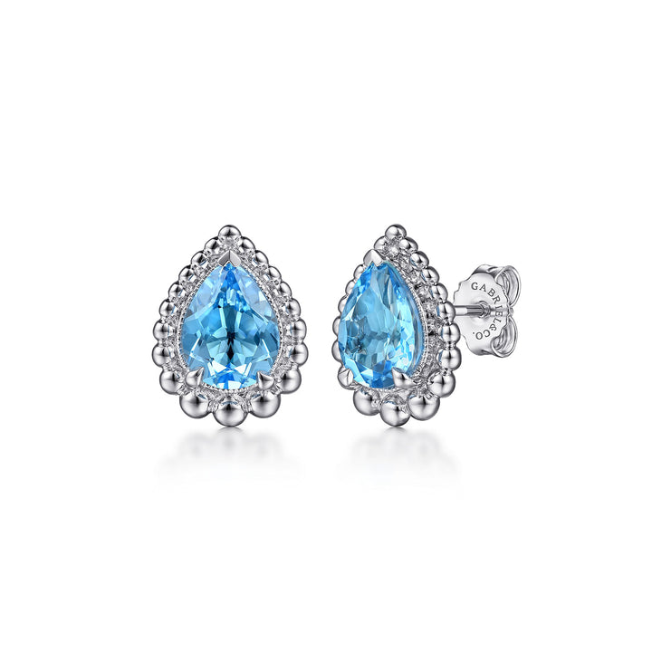 Sterling Silver Gabriel & Co. Stud Earrings With Blue Topazes