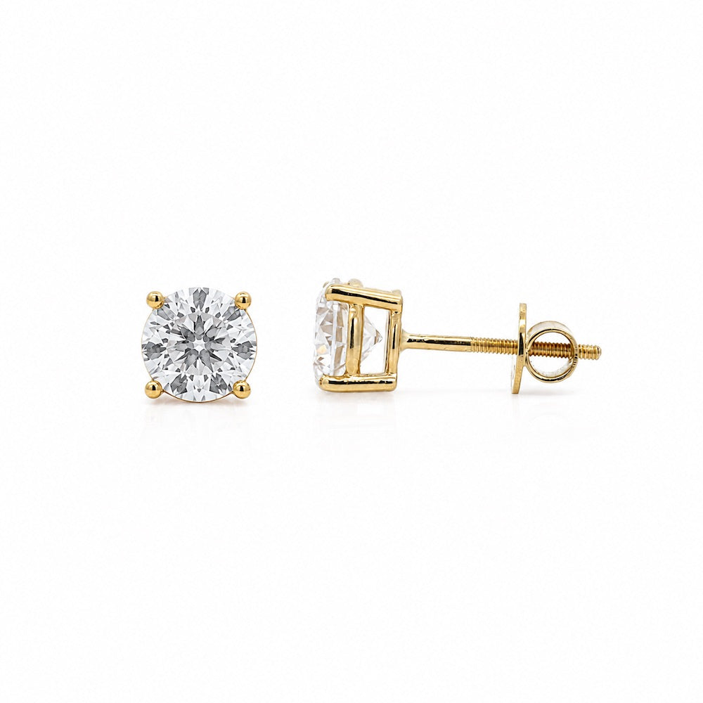 14K Yellow Gold 2.03 CTW LAB Grown Diamond Stud Earrings