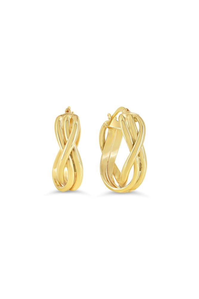 sempreORO Sterling Silver 14 Karat Gold Bonded Triple-Strand Oval Hoop Earrings
