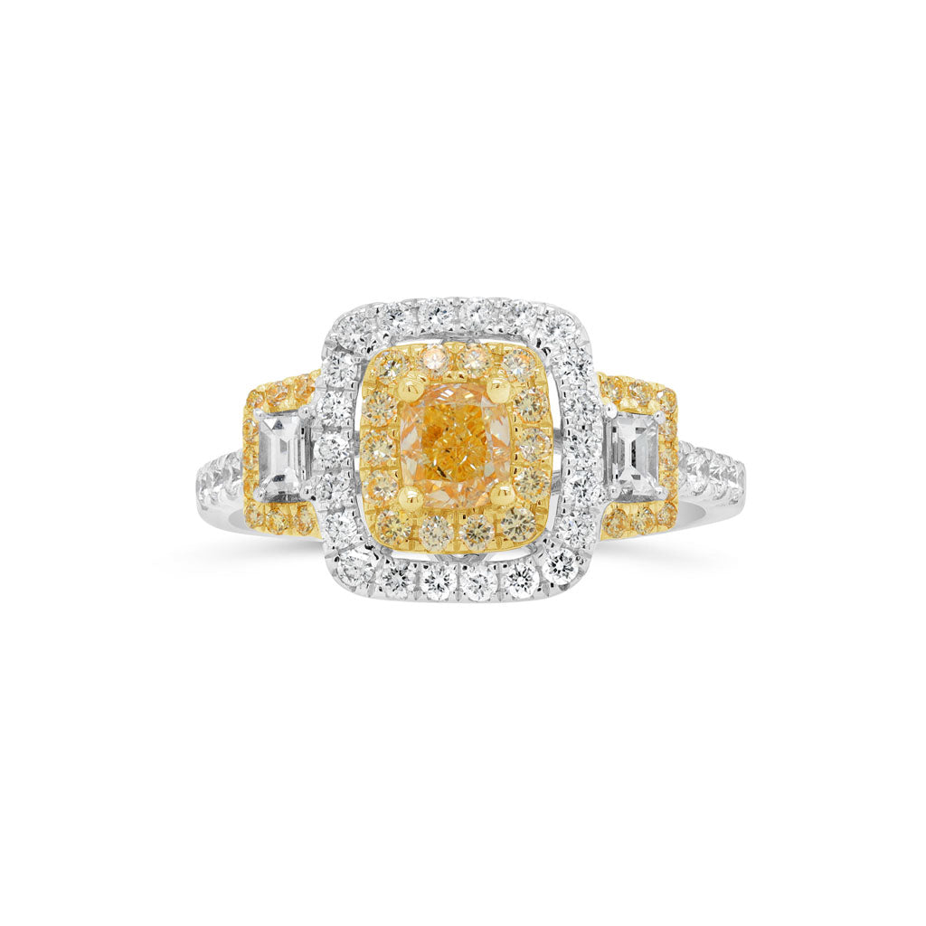 18K White/Yellow Gold Yellow Diamond Women's Ring