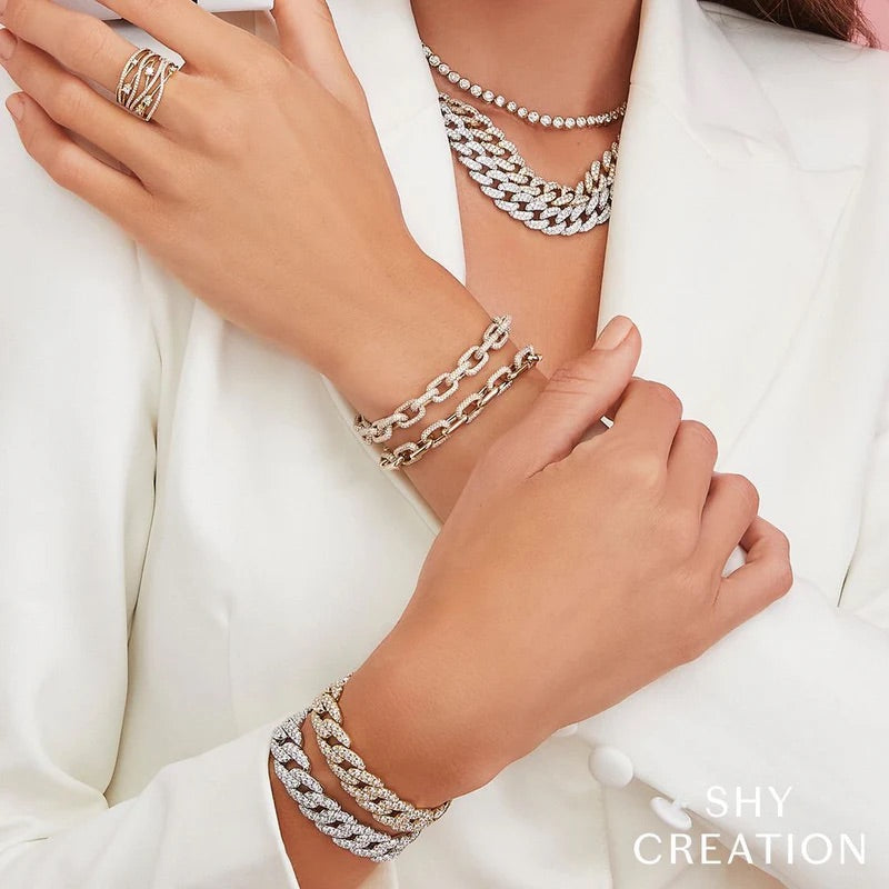 14K Yellow Gold Shy Creation 3.67 CTW Diamond 7" Bracelet