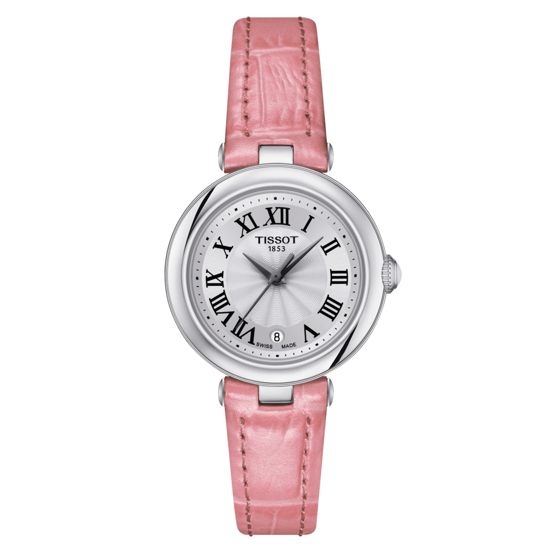 Pink leather 2025 strap watch