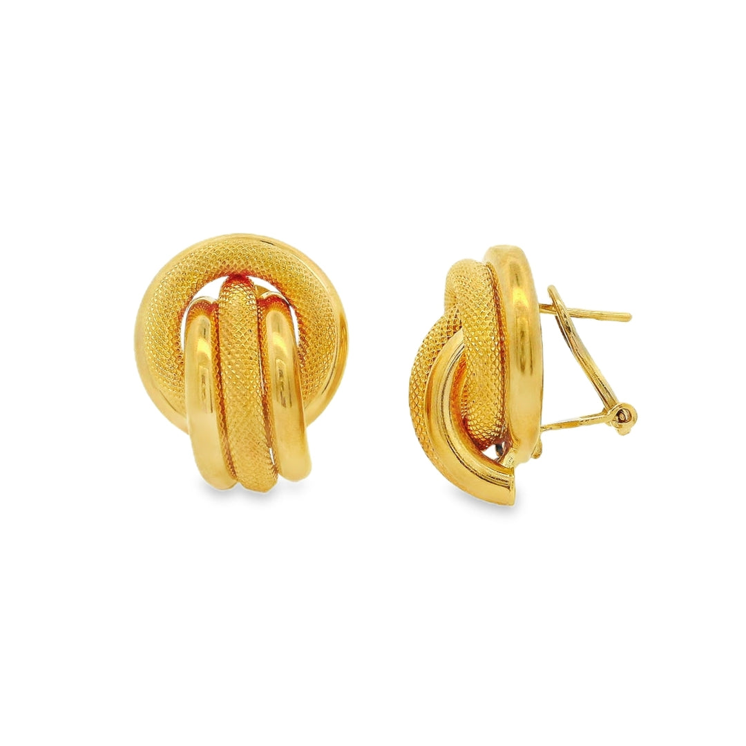Estate - 18 Karat Yellow Gold Polished And Textured Finish Hollow Fancy Earrings