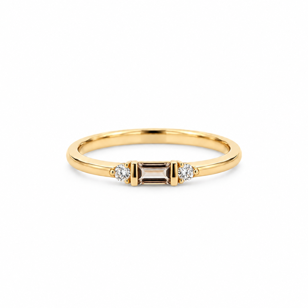 14K White Gold 4x2mm Quartz And 0.05 CTW Diamond Ring