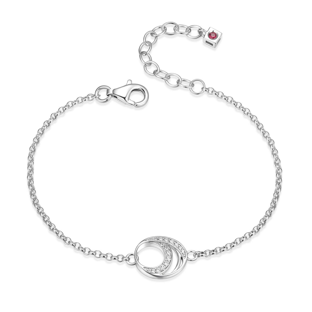 ELLE Silver Double Circle Bracelet With Cubic Zirconia's