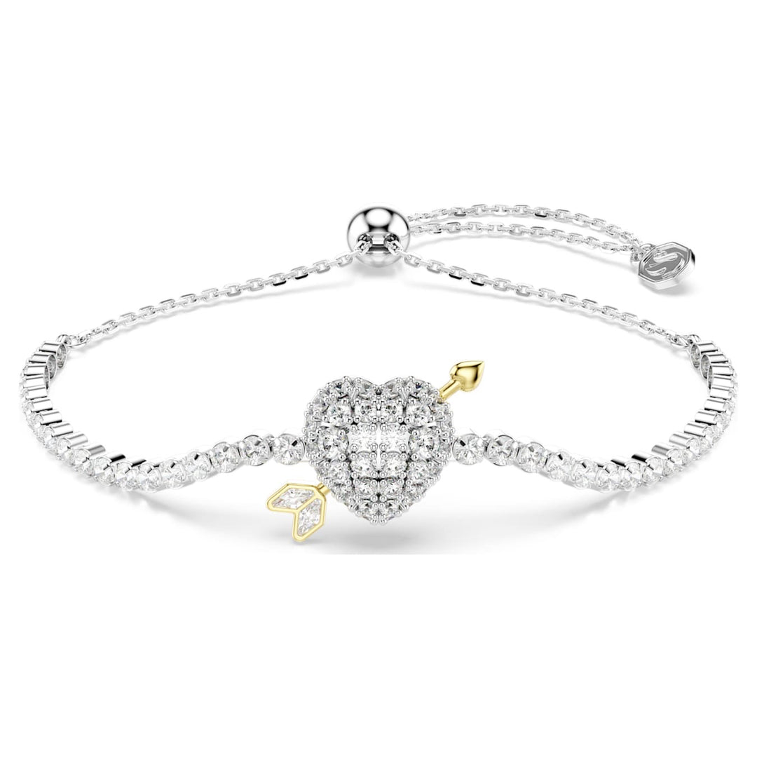 Swarovski Idyllia Rhodium Plated Bracelet With Heart Shaped Clear Cubic Zirconia 5742022