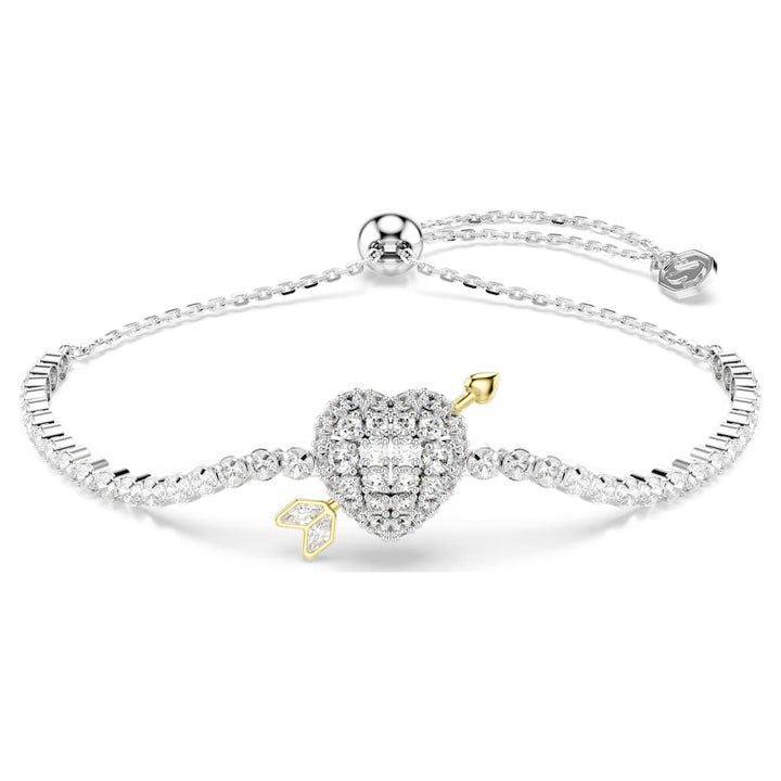 Swarovski Idyllia Rhodium Plated Bracelet With Heart Shaped Clear Cubic Zirconia 5742022