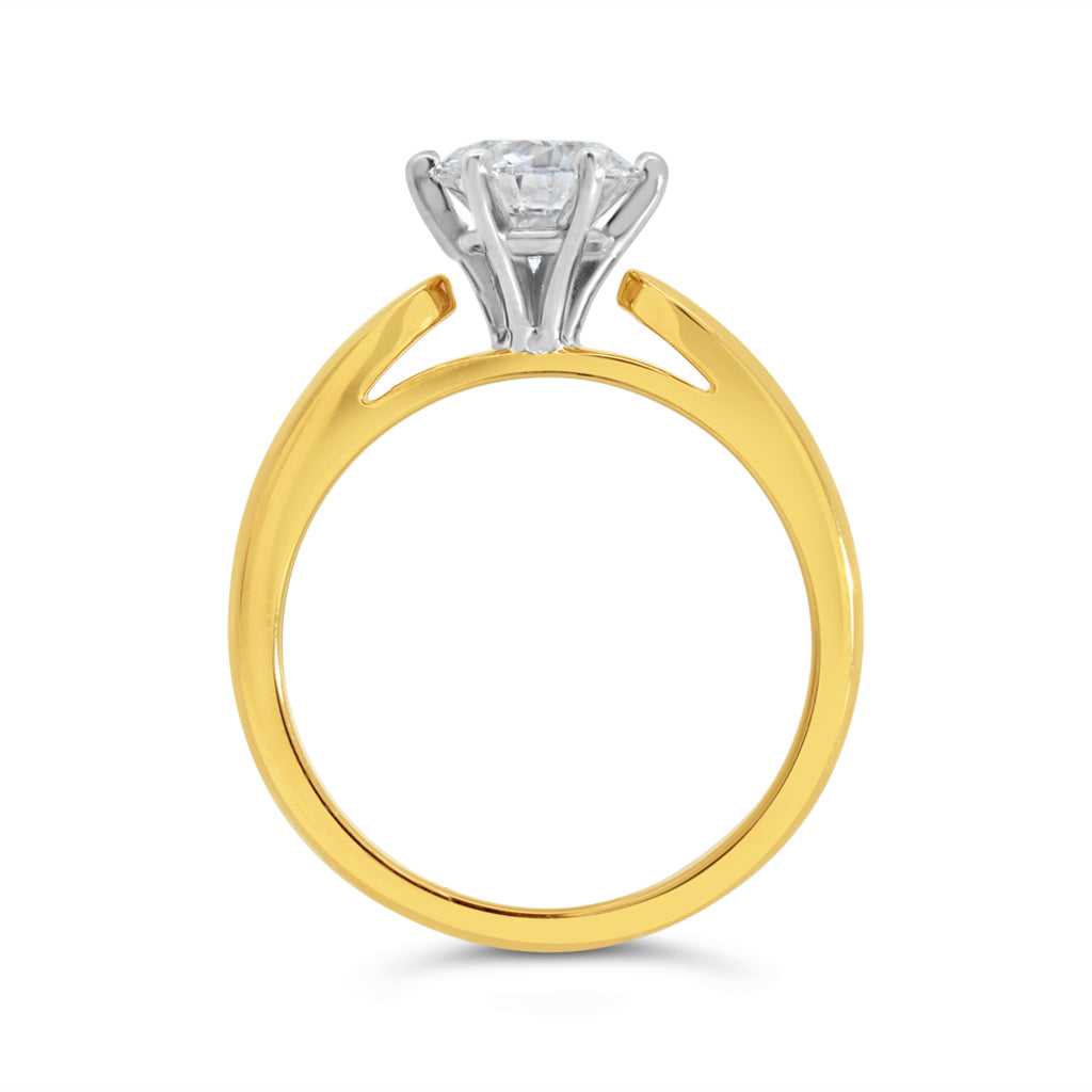 Women's 14K Yellow And White Gold Solitaire Ring Mount (420-00111)