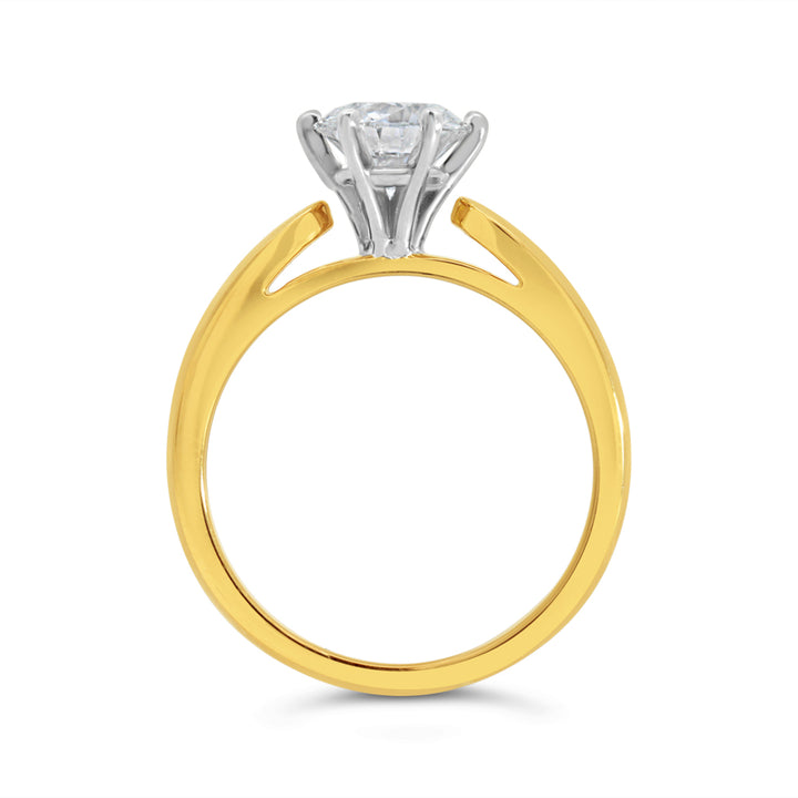 Women's 14K Yellow And White Gold Solitaire Ring Mount (420-00111)