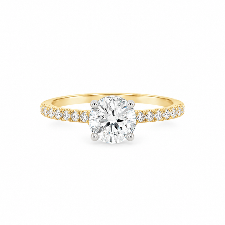 Women's 18K Yellow And White Gold Hidden Halo 0.24 CTW Diamond Semi-Mount Engagement Ring