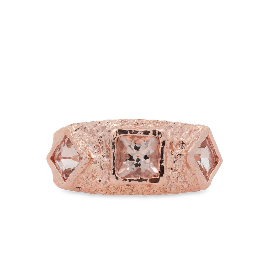 14K Rose Gold Ring With Cushion Cut Morganites