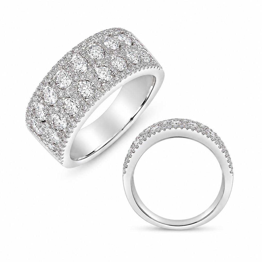 14K White Gold 1.47 CTW Diamond Woman's Wide Ring