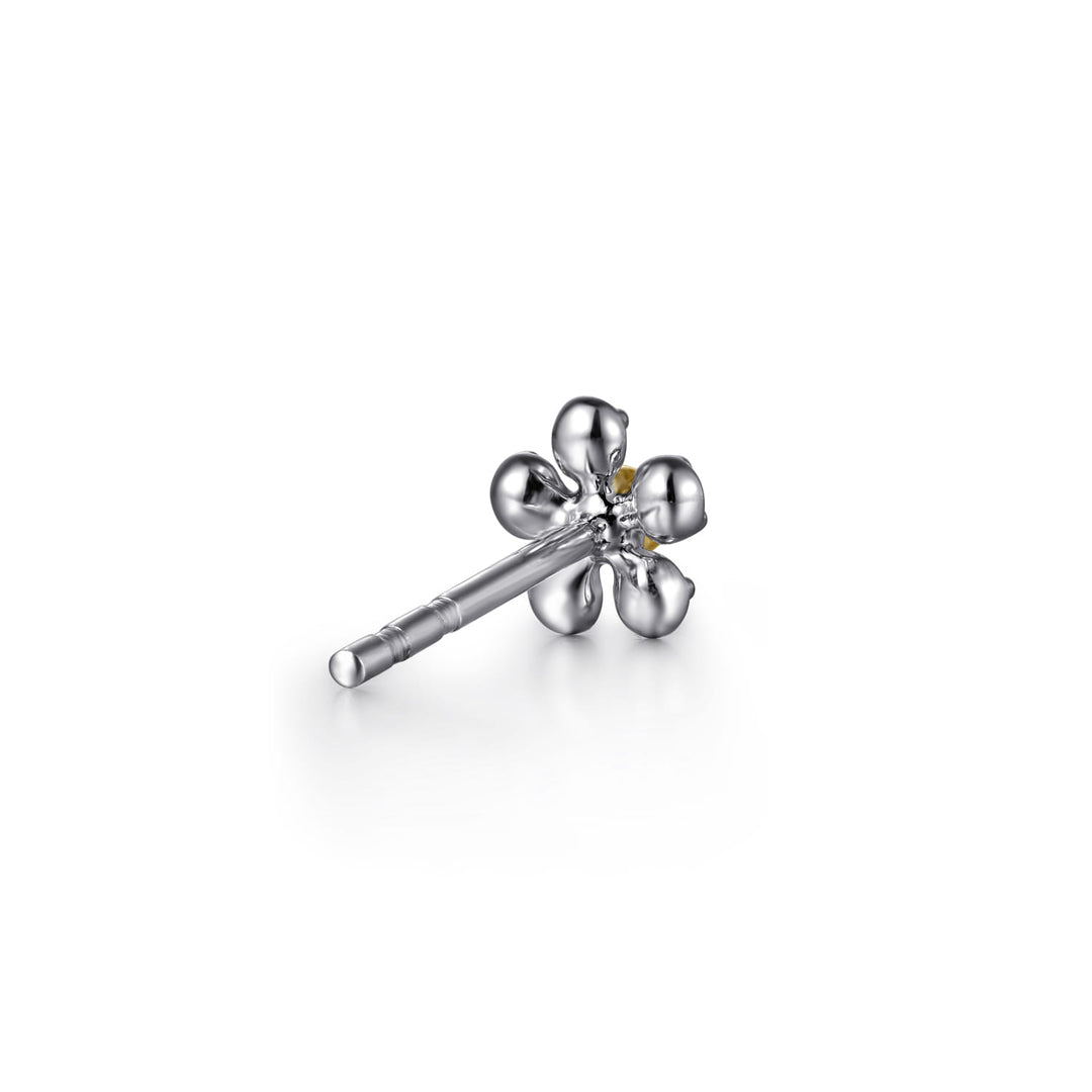 Sterling Silver And 14K Yellow Gold Gabriel & Co. Flower Stud Earrings With Diamonds