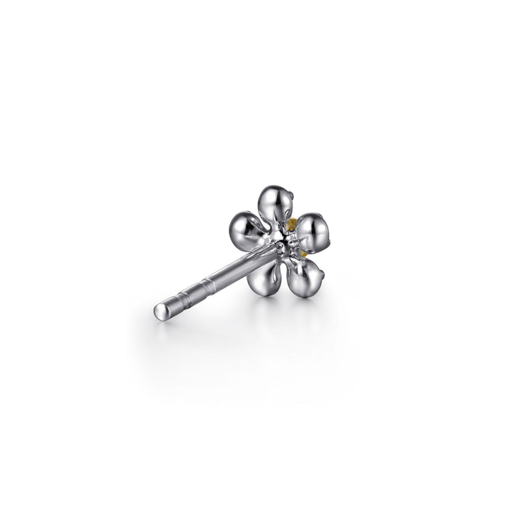 Sterling Silver And 14K Yellow Gold Gabriel & Co. Flower Stud Earrings With Diamonds
