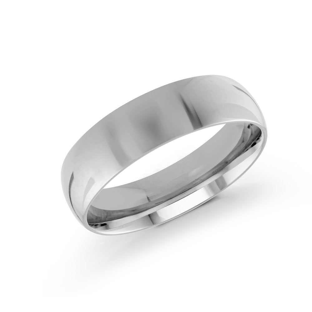 Men's 10K White Gold 6mm Domed Wedding Band Size 10