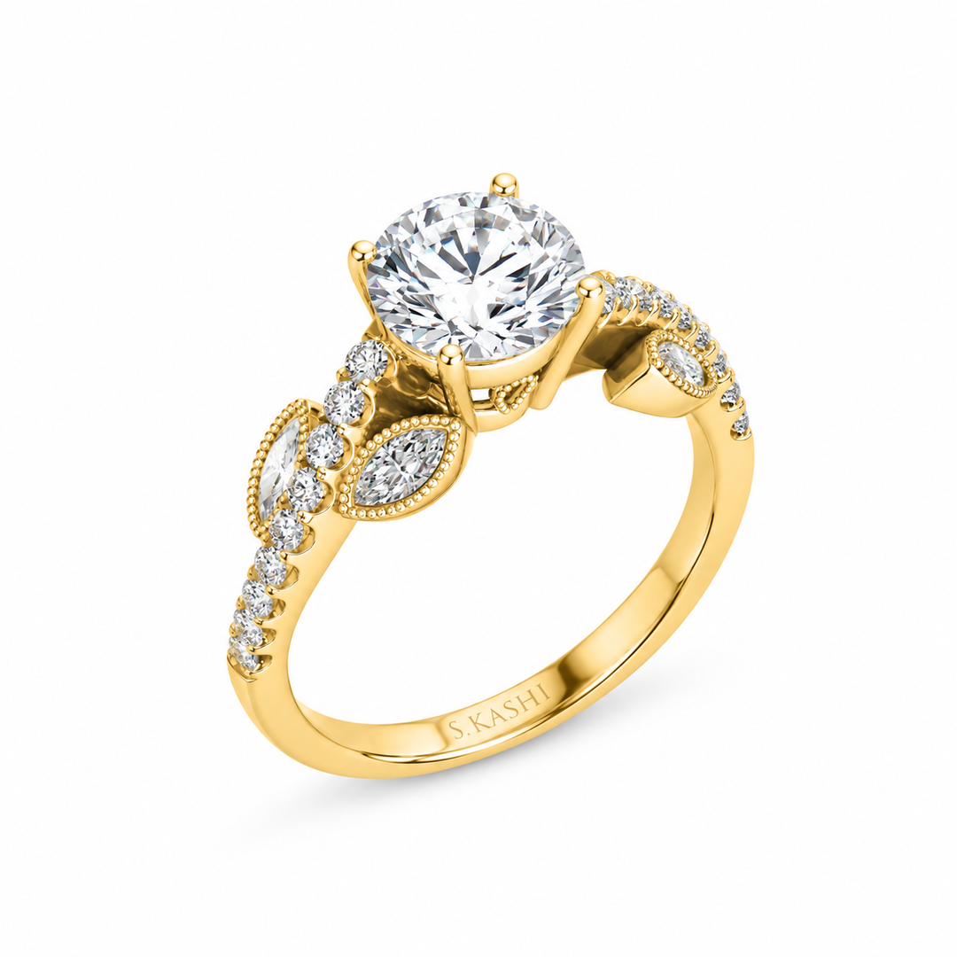 14K Yellow Gold 0.19 CTW Diamond Semi-Mount Engagement Ring
