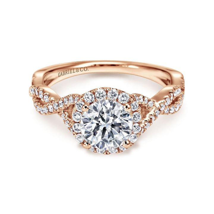 14K Rose Gold 0.42 CTW Diamond Set Halo Engagement Ring Semi-Mount