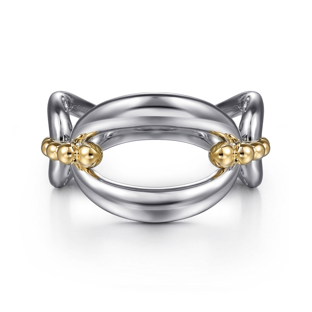 Gabriel & Co. Sterling Silver And 14K Yellow Gold Oval Open Ring