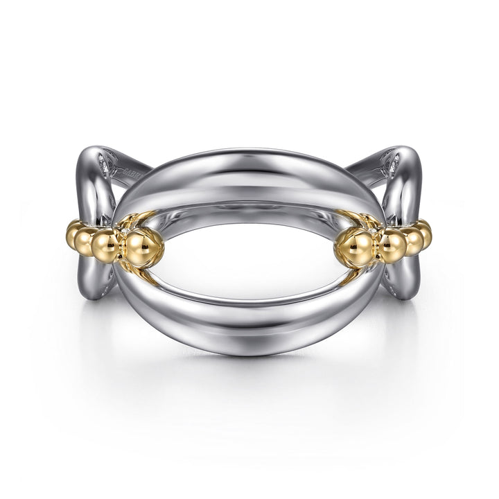 Gabriel & Co. Sterling Silver And 14K Yellow Gold Oval Open Ring