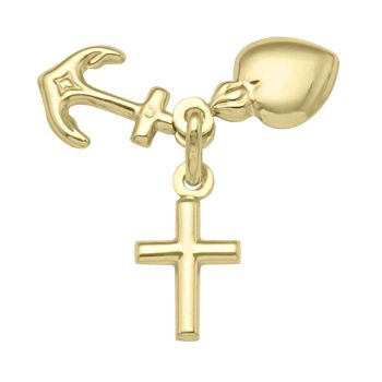 10K Yellow Gold Faith, Hope & Charity Charm