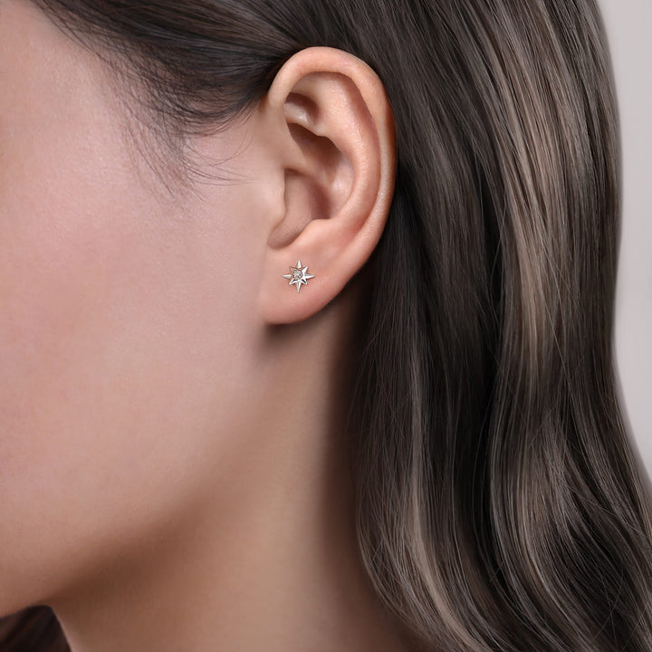 Sterling Silver Gabriel & Co. Stud Earrings With Diamonds
