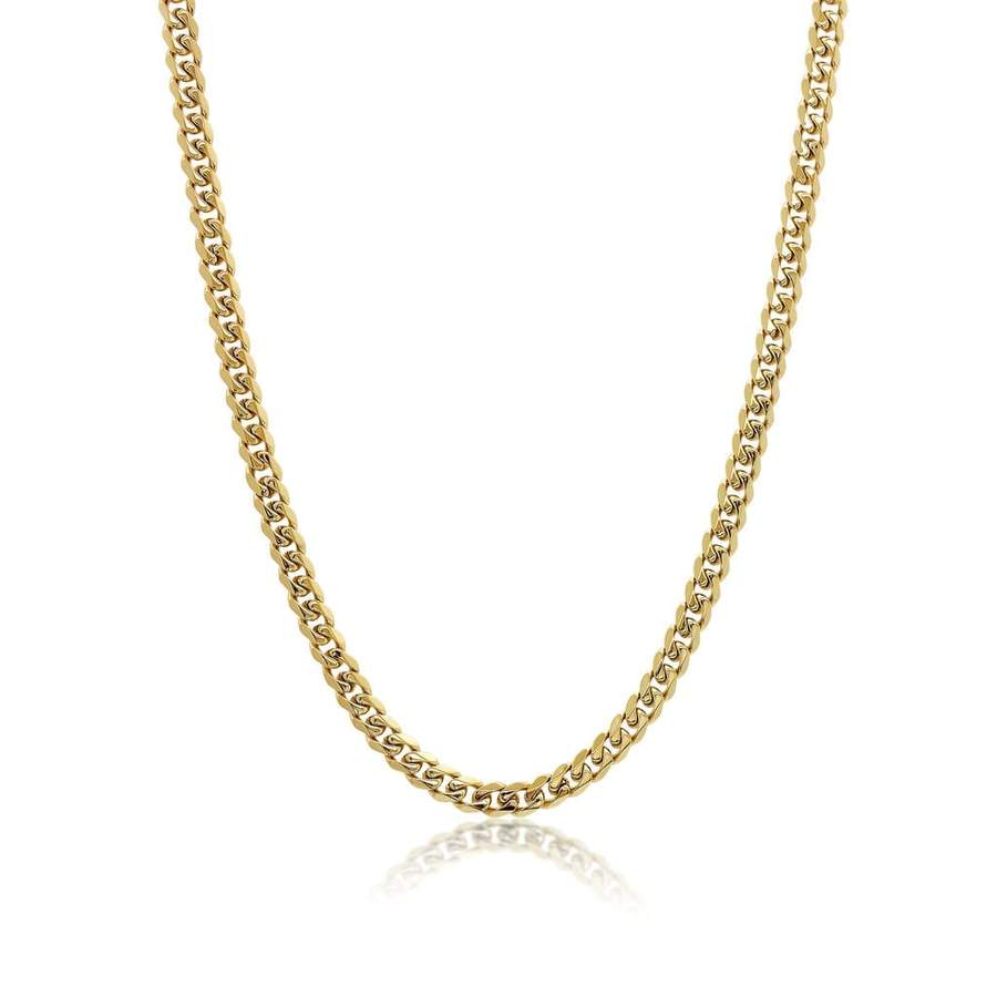 Italgem Stainless Steel Yellow Gold Plated 7.7mm Wide Curb Link 24" Chain