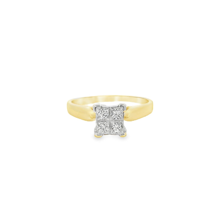 Estate - 18K Yellow And White Gold 0.35 CTW Diamond Engagement Ring, Size 5.25