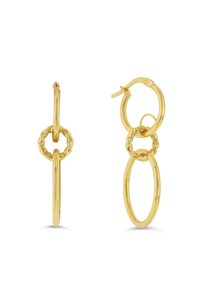 sempreORO Sterling Silver 14 Karat Gold Bonded Multi-Link Dangle Earrings