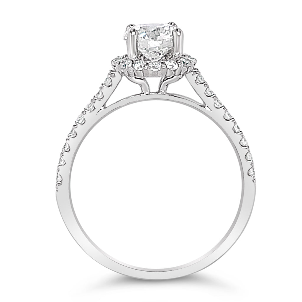 14K White Gold Halo Design 0.39 CTW Diamond Set Semi-Mount Engagement Ring