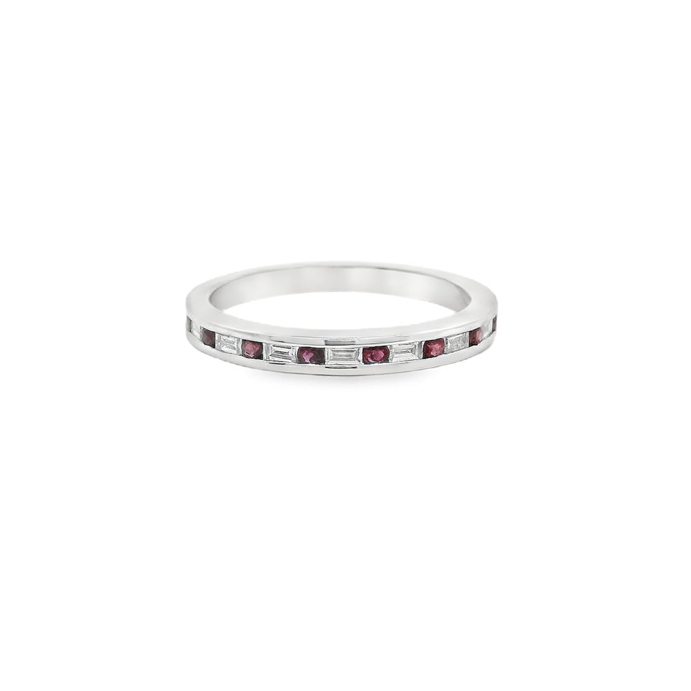 18K White Gold 0.12 CTW Ruby And 0.19 CTW Diamond Ring