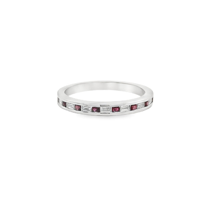 18K White Gold 0.12 CTW Ruby And 0.19 CTW Diamond Ring
