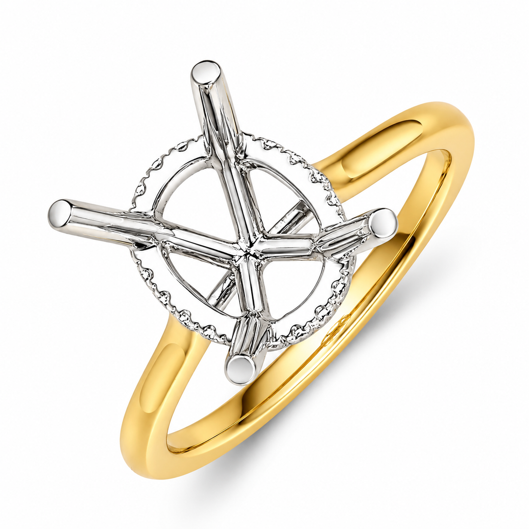 18K Yellow Gold Hidden Halo 0.35 CTW Diamond Semi-Mount Engagement Ring