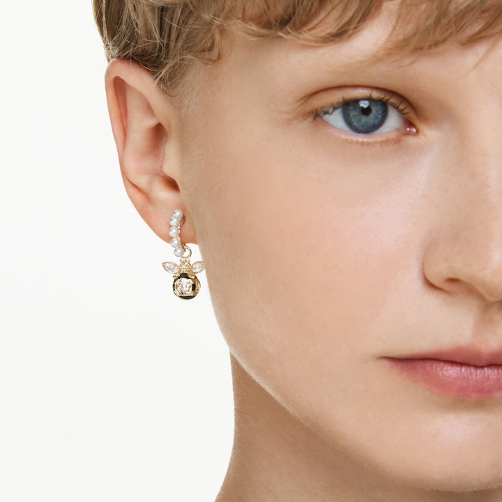 Swarovski Idyllia Gold-Tone Plated Bee Drop Earrings With Multi-Colour Crystals 5742678