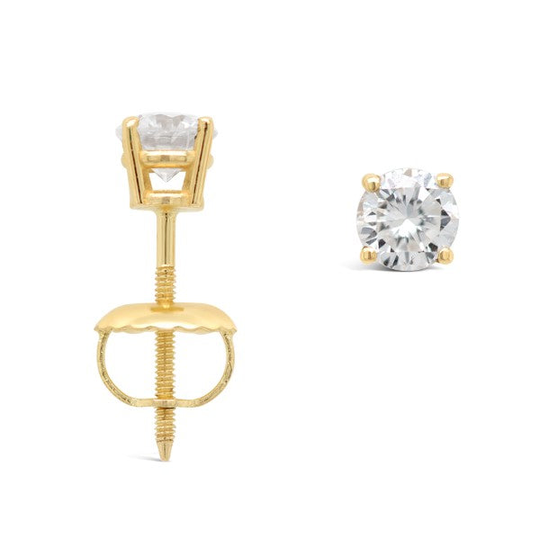 14K Yellow Gold Claw Set Stud 0.26 CTW Diamond Earrings