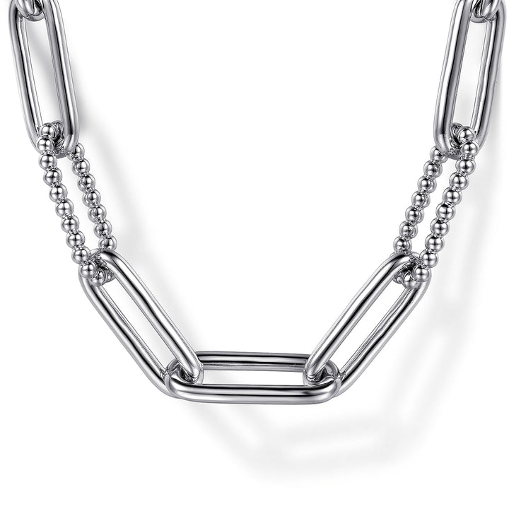 Gabriel & Co. Sterling Silver Large Fancy Paperclip Link 16" Necklace