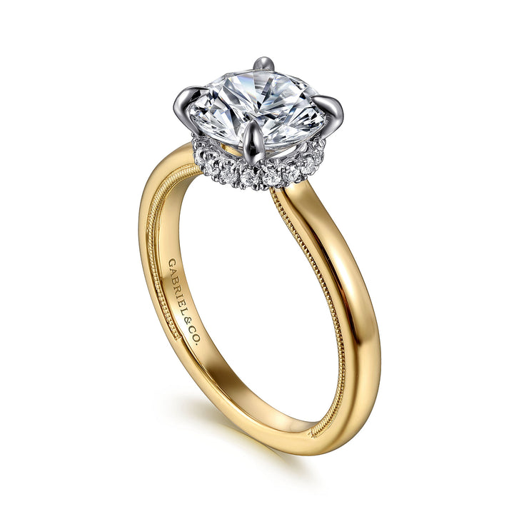 14K Yellow And White Gold Hidden Halo 0.11 CTW Diamond Semi-Mount Engagement Ring