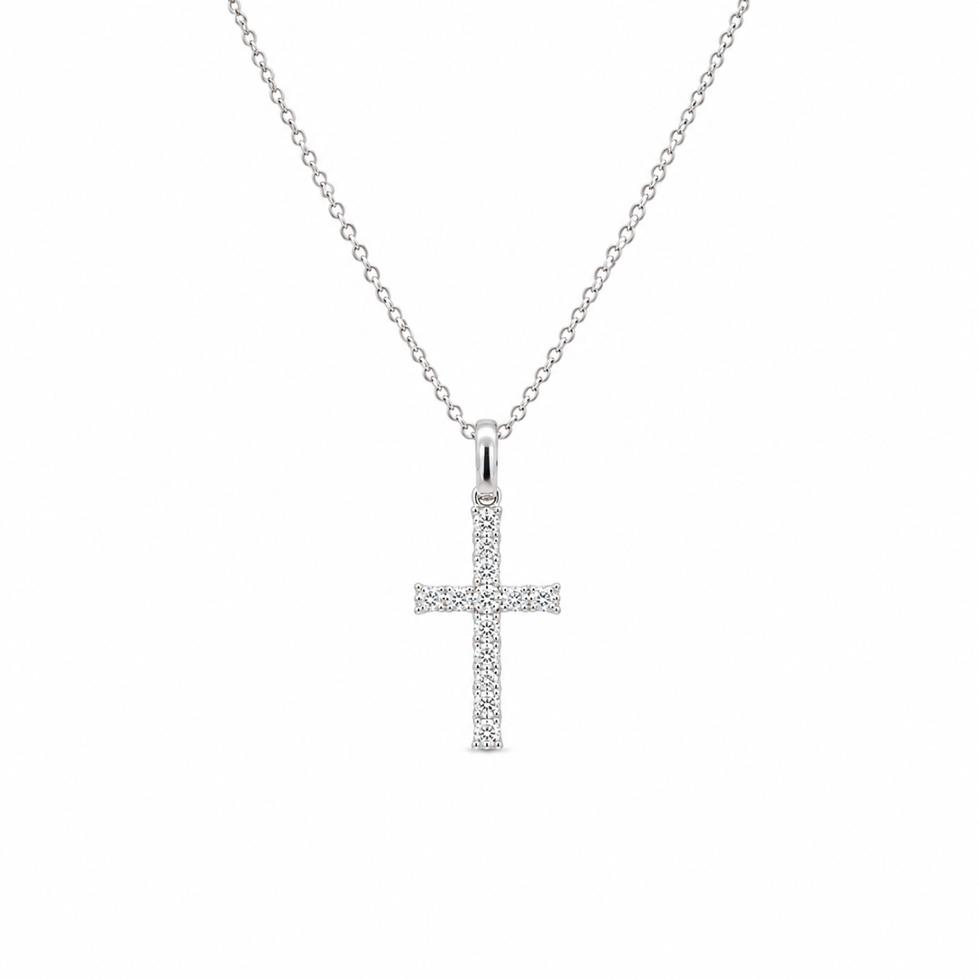 18K White Gold 0.26 CTW Diamond Cross Pendant