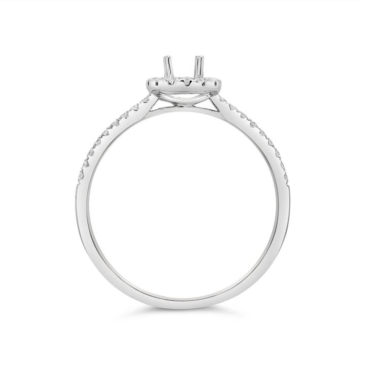 Women's 18K White Gold Halo Diamond Semi-Mount Engagement Ring