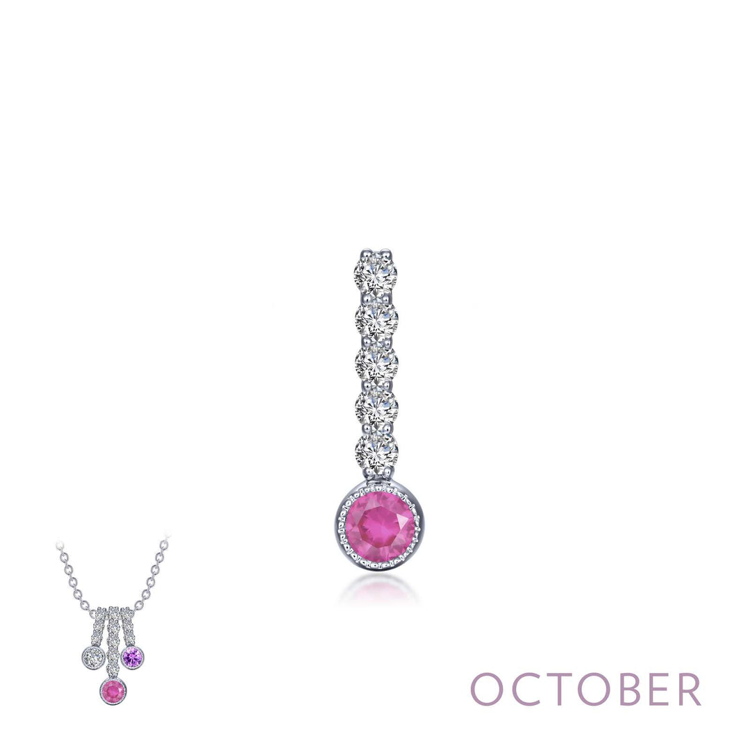 Sterling Silver Synthetic Pink Tourmaline And Cubic Zirconia Pendant