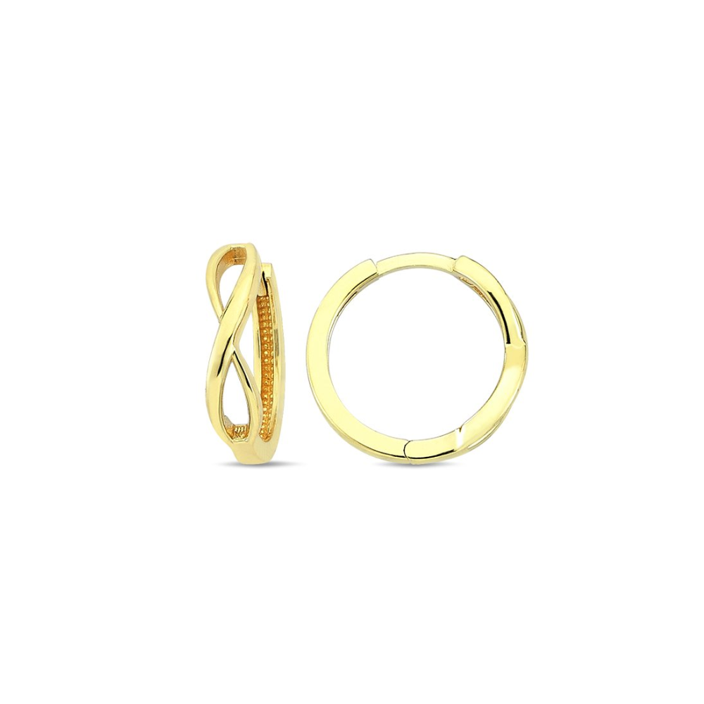 10K Yellow Gold Infinity Huggies Earrings