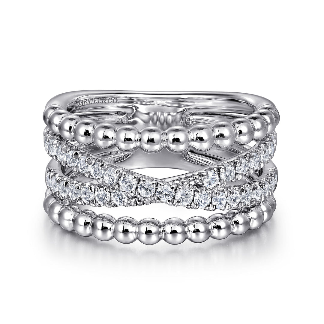 Gabriel & Co. Sterling Silver Criss-Cross Multirow Ring With White Sapphires